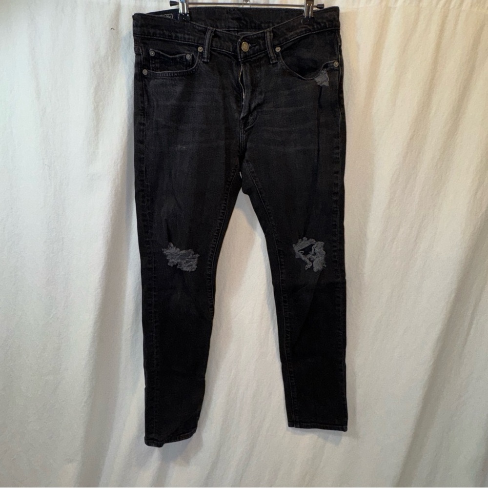 Abercrombie Fitch Jeans Felix Super Skinny Black Distressed Ripped Stretch 31x30